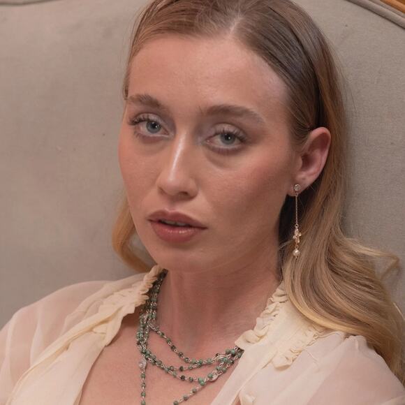 VIRGINS SAINTS & ANGELS VSA Peace Cross Pearl Drop Post Earrings in Gold - Picture 2 of 8